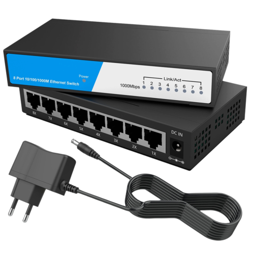 8-Port-Gigabit-Ethernet-Switch 10/100/1000 Mbit/s, EU-Stecker