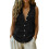 Ärmellose Button-Down-Hemden für Damen,-Schwarz L 1