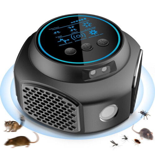 Smart Ultrasonic Rodent Repeller, Multi-Dimensional Frequency Conversion Indoor Pest Control Device for Household Use, Black 1