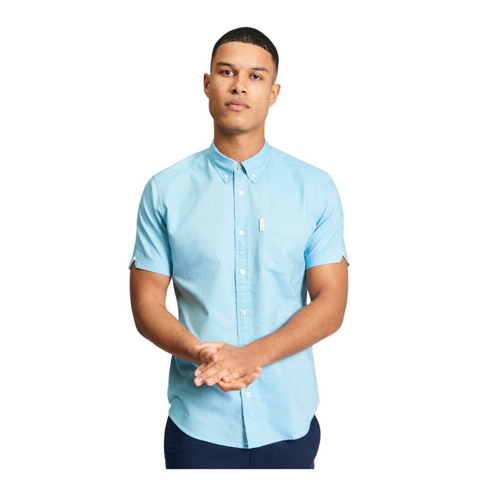 Ben Sherman (Xxl, Blue) Mens Signature Oxford Short-Sleeved Shirt