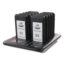 Wireless Restaurant Pager + 10 Coasters, Buzzer Pager Receiver, EU Plug