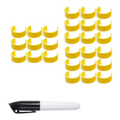 Label clips for medicine bottles with markings for easy identification,