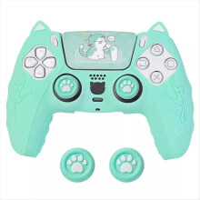Silicone protective cover with cat ears for the handle, green