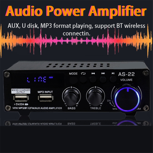 AS22 HiFi Digital Amplifier 30 W 2, 2-Channel Car Bluetooth EU Plug 2