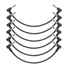 Guitar patch cable, guitar effect pedal cable, black, 6-pack, 30 cm