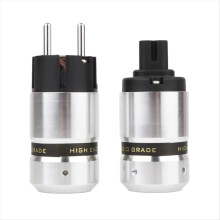 Rhodinierter Schuko-Stecker + C7-IEC-Buchse, EU-Stecker