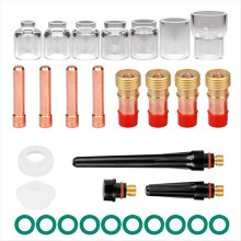 30-teiliges Zubehörset für WIG-Schweißbrenner, kurzes Gaslinsenset, 1,0 mm
