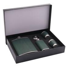 Edelstahl-Flachmann-Set, Geschenkidee für Herren, 260 ml, grün