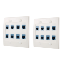 Ethernet wall plate, 8 ports - dual Cat6 RJ45 socket