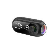 Tragbarer Bluetooth-Lautsprecher mit Wecker und Radio, Mini-Woofer, Schwarz