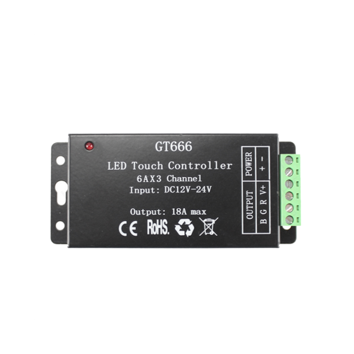 GT666 RGB LED Strip Controller Wireless Touch Remote Control DC12V 24V 18A 2