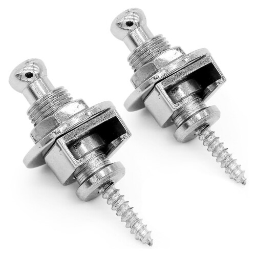 Premium Guitar Strap Locks and Knobs, Safety Quick Release Strap Retainer System, Nickel (2 Pieces)
