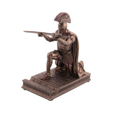 Knight pen holder with helmet, statue, pen holder, armor, Roman knight with magnetic pen holder, telephone stand, bronze