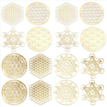 16-piece set metal energy decor stickers, Flower of Life, Children's Day