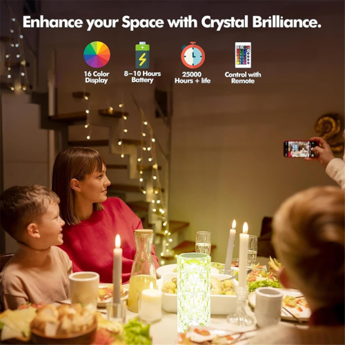 16 Colors Rose Rays Crystal Diamond Table Lamp, USB Touch Lamp 1