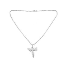 Schmuckanhänger „Phönix Feuervogel“ aus Edelstahl mit 50 cm Kette, Halskette für Damen und Herren, Silber