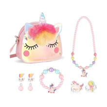 Unicorn Handbag Jewelry Set for Girls, Unicorn Necklace, Bracelet, Earrings, Rings - Jewelry Kit for Birthday Gift