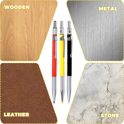 3-piece mechanical carpenter's pencil set with built-in sharpener A 1