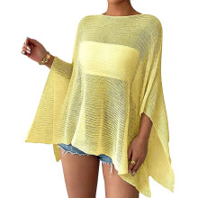 Pull asymétrique couvrir pour les femmes mode Crochet-Jaune M