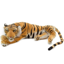 BRUBAKER Plush Tiger 60cm - Lying Down Brown