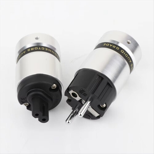 Rhodinierter Schuko-Stecker + C7-IEC-Buchse, EU-Stecker 2