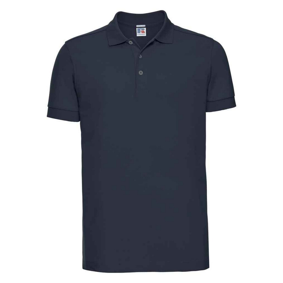 Russell (M, French Navy) Mens Pique Stretch Polo Shirt
