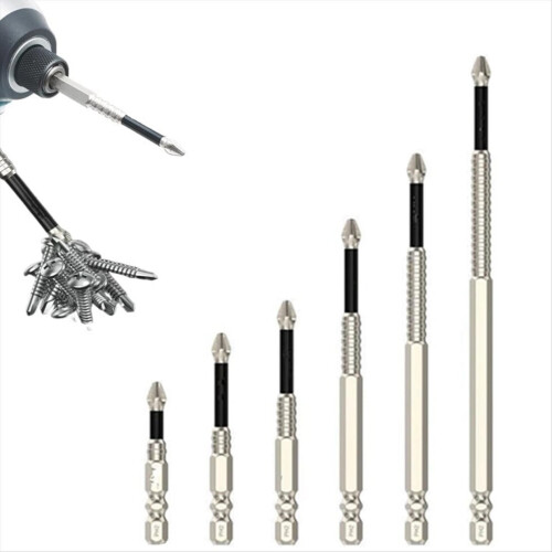 Screwdriver and drill bit set, 6-piece non-slip magnetic screwdriver bits 1