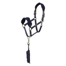 (Full, Navy) ARMA Fleece Horse Headcollar and Leadrope