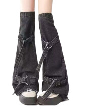 Jambières en jean pour femmes, Harajuku Punk, chaussettes-Noir