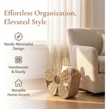 Magazine Rack Display Stand Handwoven Newspapers Holder Modern Practical Magazines Basket Bin Boho for Desk Living Room
