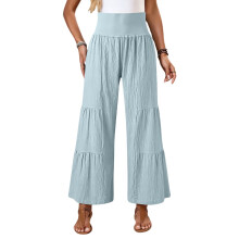 Women's High Waist ElasticFlowy Wide Leg Beach Palazzo-Mint L