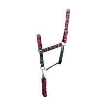 (Full, Navy/Rose) Hy Woven Horse Headcollar and Leadrope