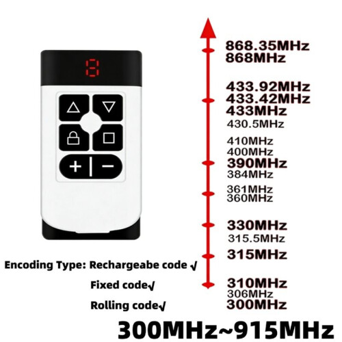 2st 300-915Mhz Multi-Frequency Garage Remote Control Gate Key Duplicator CloneGarage Door Controller 8 Kanaler 2