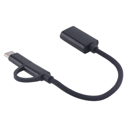 2-in-1 USB 3.0 OTG Adapter Cable Type C Micro-USB to USB 3.0 - Black 1