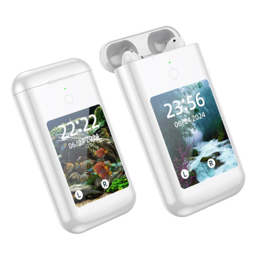 Bluetooth earbuds, 8000 mAh, charging case, built-in microphone, white 2