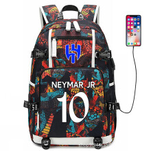 CR7 Fußball-Schultasche, Fußballstar-Rucksack, Fußball-Rucksack, Reisetasche mit USB-Lade-/Kopfhöreranschluss