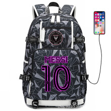 CR7 Fußball-Schultasche, Fußballstar-Rucksack, Fußball-Rucksack, Reisetasche mit USB-Lade-/Kopfhöreranschluss
