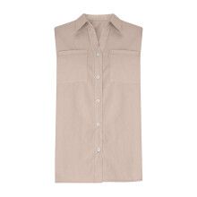 Ärmellose Button-Down-Hemden für Damen,-Marineblau L
