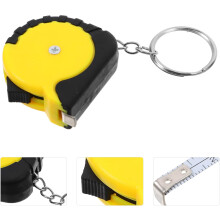 Set van 12 gele mini-meetlinten met sleutelhanger, draagbaar, metrisch meetlint voor in de zak.