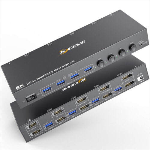 8K DP KVM Switch Dual DisplayPort USB 3.0 Switch EU Plug 2