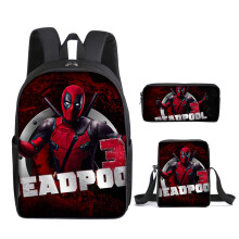Sac Deadpool Deadpool, ensemble de trois pièces, sac bandoulière étudiant, impression 3D, personnages de jeu vidéo, sac de voyage
