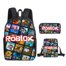 Sac à dos ROBLOX, sac rétro, sac à dos dessin animé trois pièces, impression 3D, personnages de jeux vidéo, sac de voyage