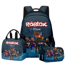 Sac à dos étudiant trois pièces sur le thème du monde virtuel, imprimé en 3D, avec personnages de jeux vidéo, idéal pour les voyages.