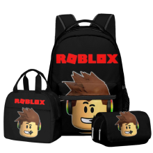 Sac à dos étudiant trois pièces sur le thème du monde virtuel, imprimé en 3D, avec personnages de jeux vidéo, idéal pour les voyages.