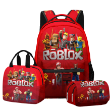 Sac à dos étudiant trois pièces sur le thème du monde virtuel, imprimé en 3D, avec personnages de jeux vidéo, idéal pour les voyages.