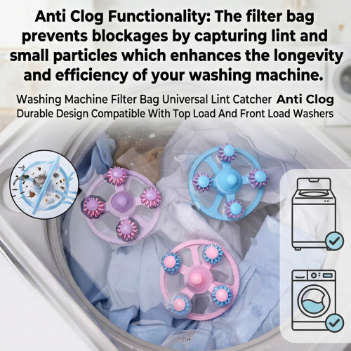 (Random Color 2pcs) Universal Washer Lint Filter - Top & Front Load Compatible 2