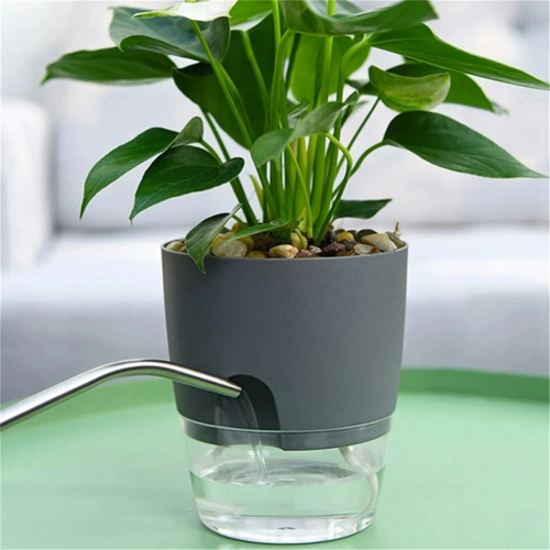 2-layer soilless growing flower pot, cotton rope, self-watering 1
