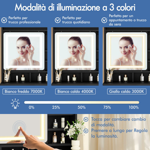ALFORDSON Scrivania per Trucco Specchio a LED Camera da Letto Comò per Donna 2