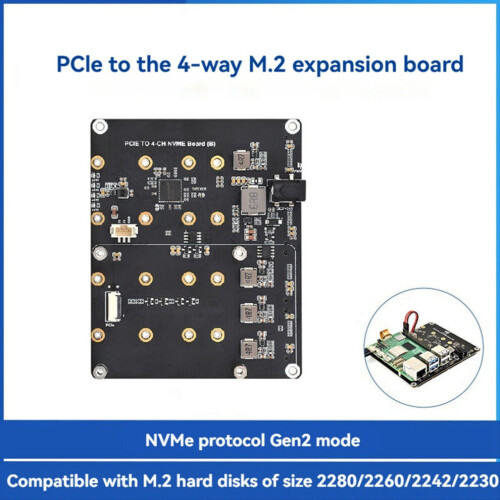 For 5 PCIe to 4-CH M.2 NVMe adapter board EU plug 1