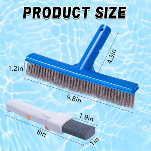 2 Bimssteine für den Pool mit Griff und 25 cm Poolbürste 2
